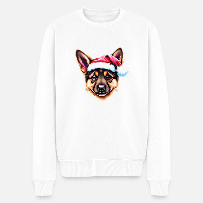 Deutscher Schäferhund Weihnachten Hundehalter - Männer Premium Bio Pullover - Weiß