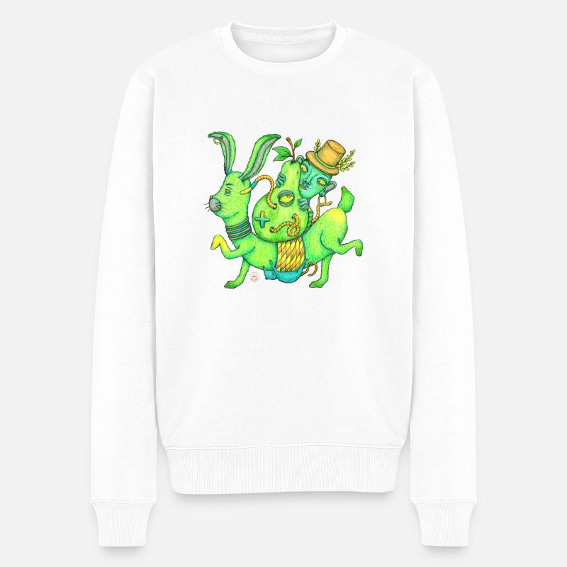 Magic, Hase, Zauberer, Birne - Männer Premium Bio Pullover - Weiß