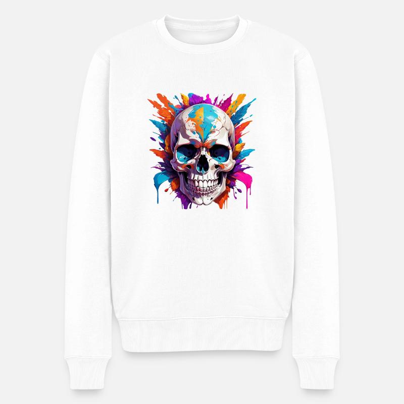 Skull - Männer Premium Bio Pullover - Weiß
