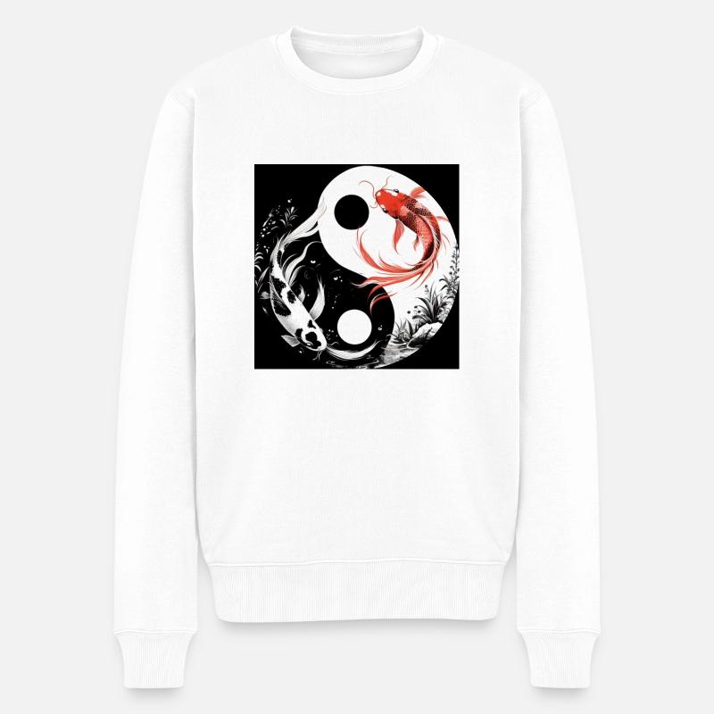 Yin und Yang - Männer Premium Bio Pullover - Weiß