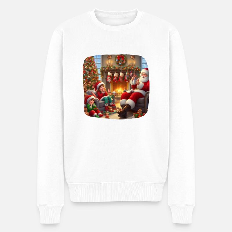 Weihnachtsmann Heiligabend Familie Rentiere - Männer Premium Bio Pullover - Weiß