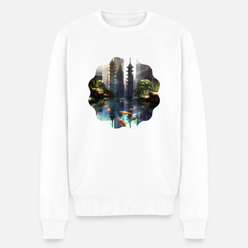 Landschaft - Männer Premium Bio Pullover - Weiß