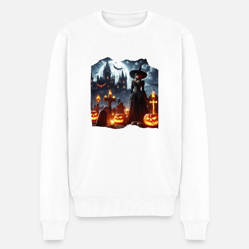 Hexenfriedhof Kürbisse - Männer Premium Bio Pullover - Weiß