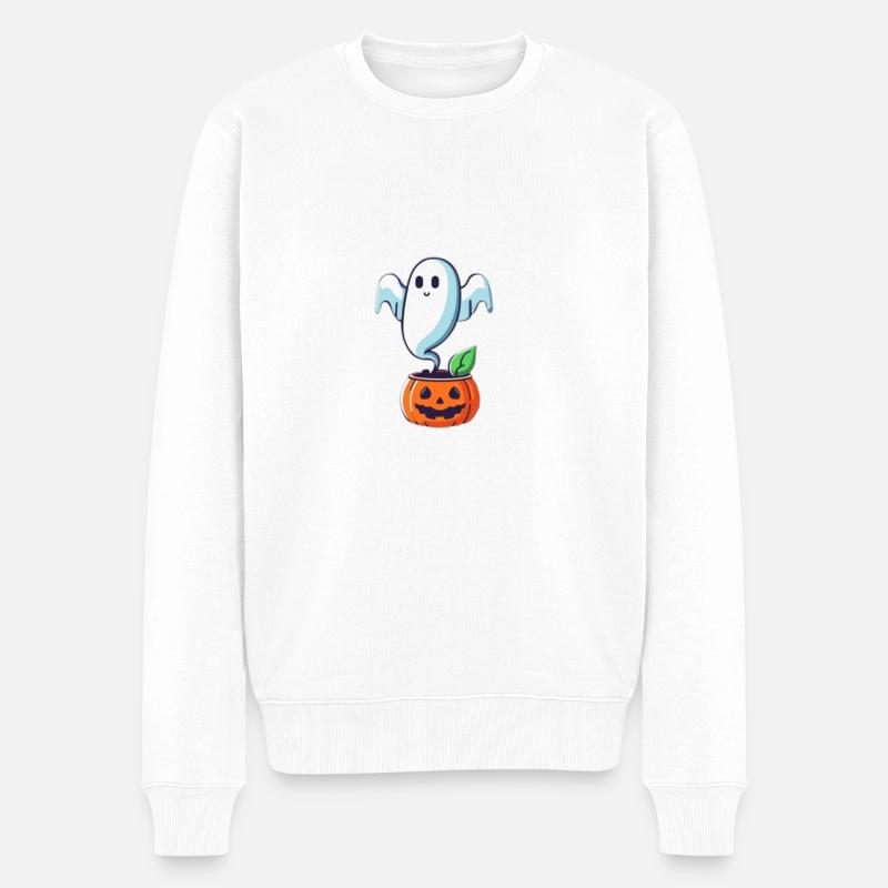 Halloween-Geist - Männer Premium Bio Pullover - Weiß