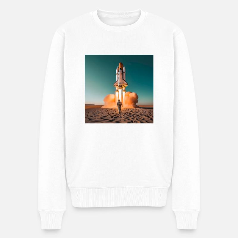 astronaute avec fusée - Pull Premium bio Homme - blanc