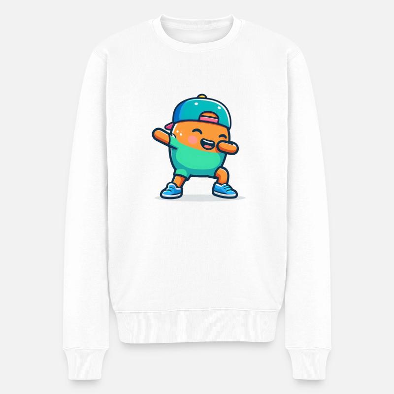 Happy Dab - Professioneller Dabber - Männer Premium Bio Pullover - Weiß