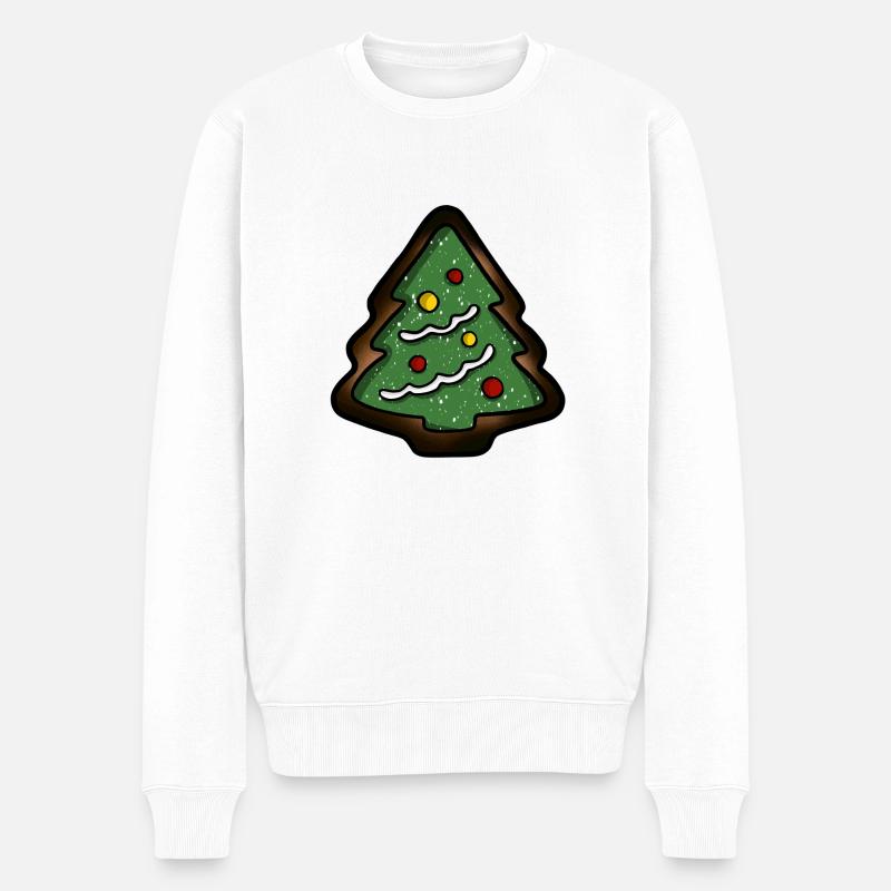 verbranntes Weihnachtsbaum Plätzchen - Männer Premium Bio Pullover - Weiß