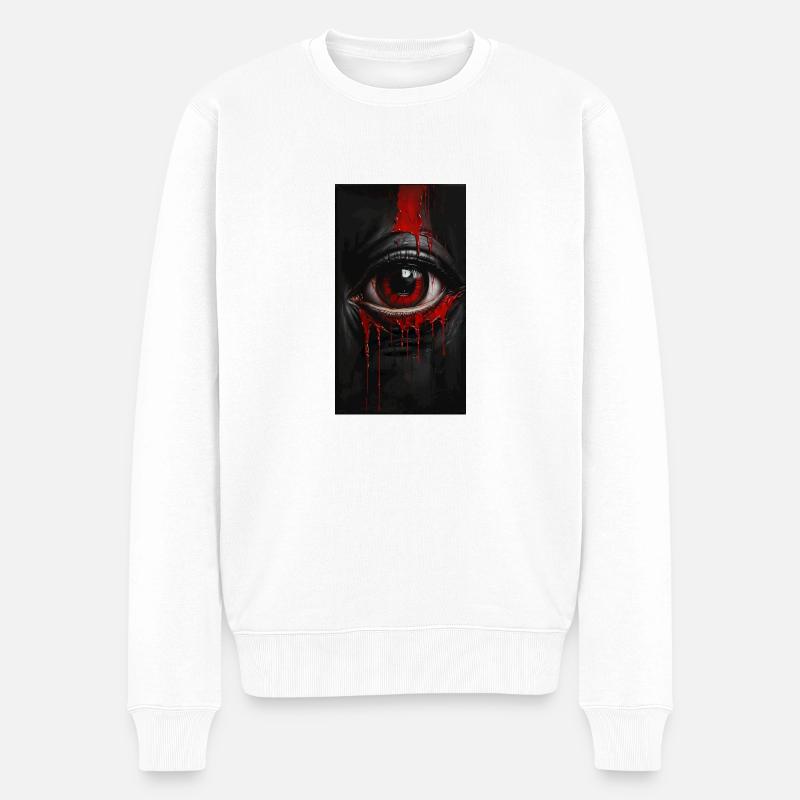Blutiges Auge, Geisterhafte Angst, Grausame Dunkelheit - Männer Premium Bio Pullover - Weiß