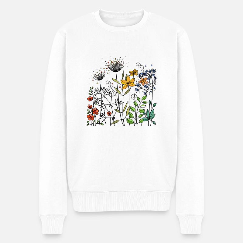 Blumen - Männer Premium Bio Pullover - Weiß