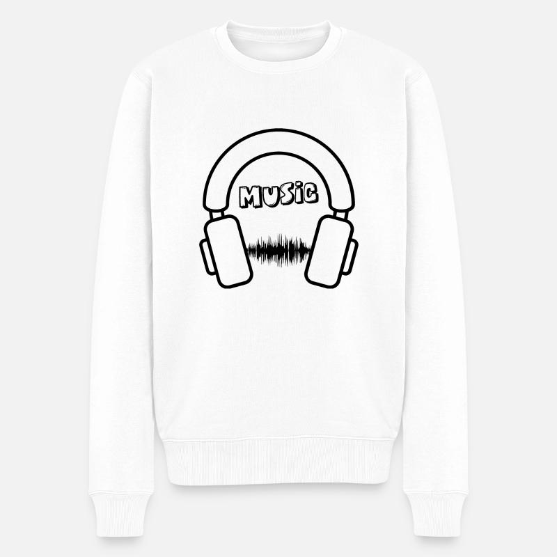 Music Headphone Waveform - Männer Premium Bio Pullover - Weiß