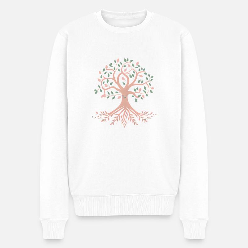 Lebensbaum Yoga Meditation Baum des Lebens - Männer Premium Bio Pullover - Weiß