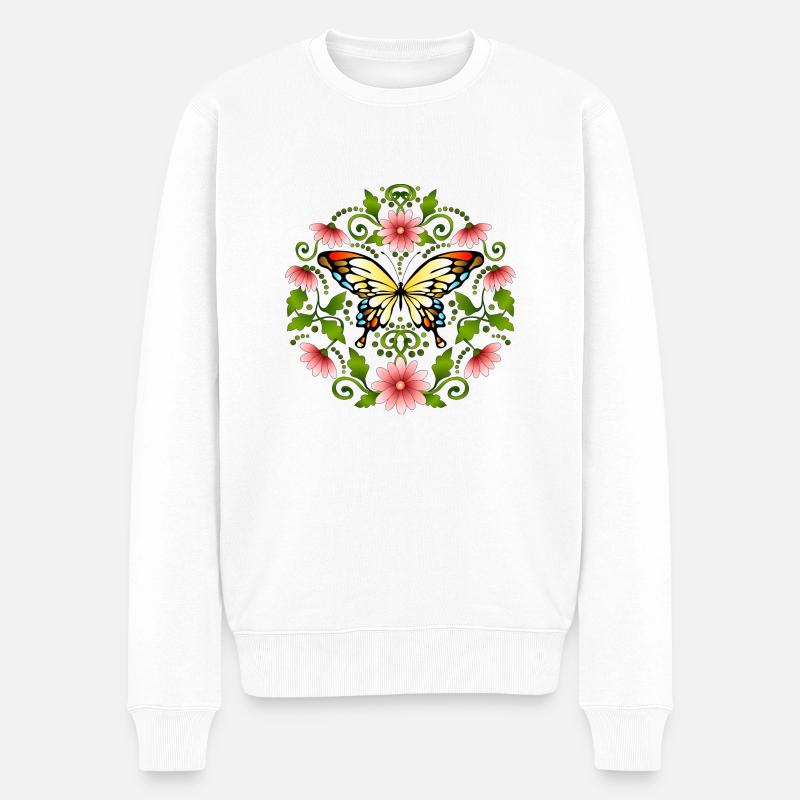 Schmetterling - Männer Premium Bio Pullover - Weiß