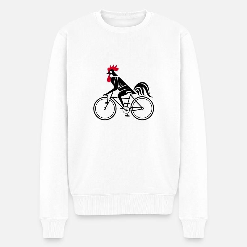 Coq sur un vélo - Pull Premium bio Homme - blanc
