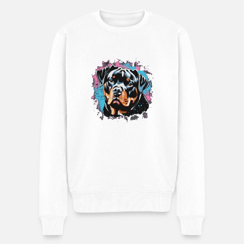 Rottweiler Graffiti Look - Pull Premium bio Homme - blanc