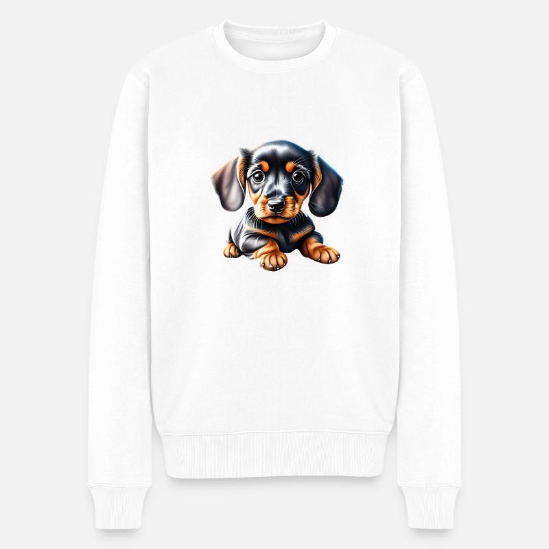 Dachshund Hund Dackelwelpe Hundehalter Hunde - Männer Premium Bio Pullover - Weiß