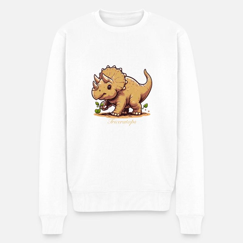 Triceratops - Männer Premium Bio Pullover - Weiß