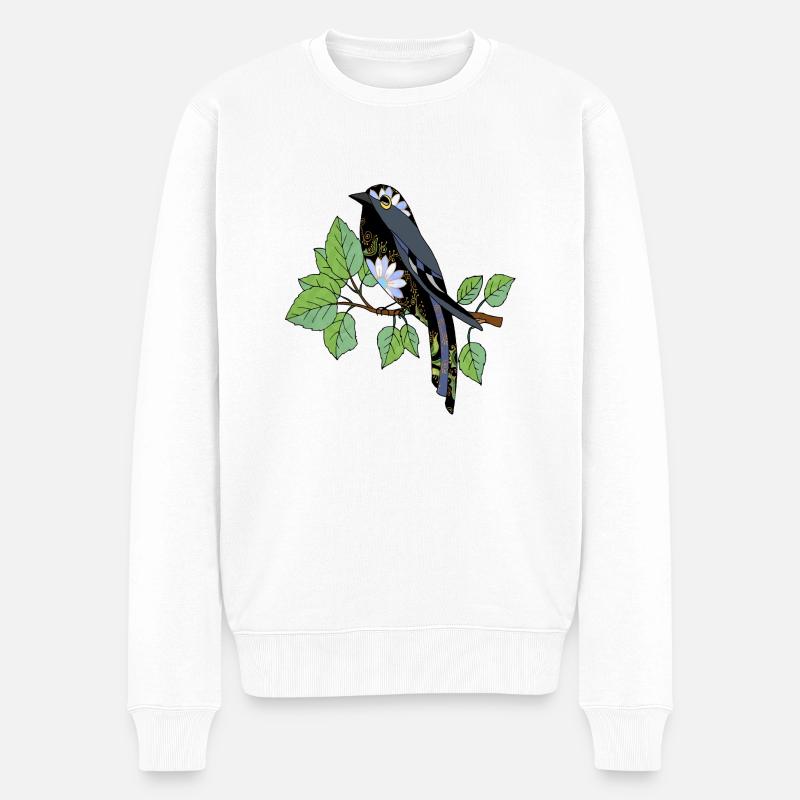 Bunter Vogel - Männer Premium Bio Pullover - Weiß