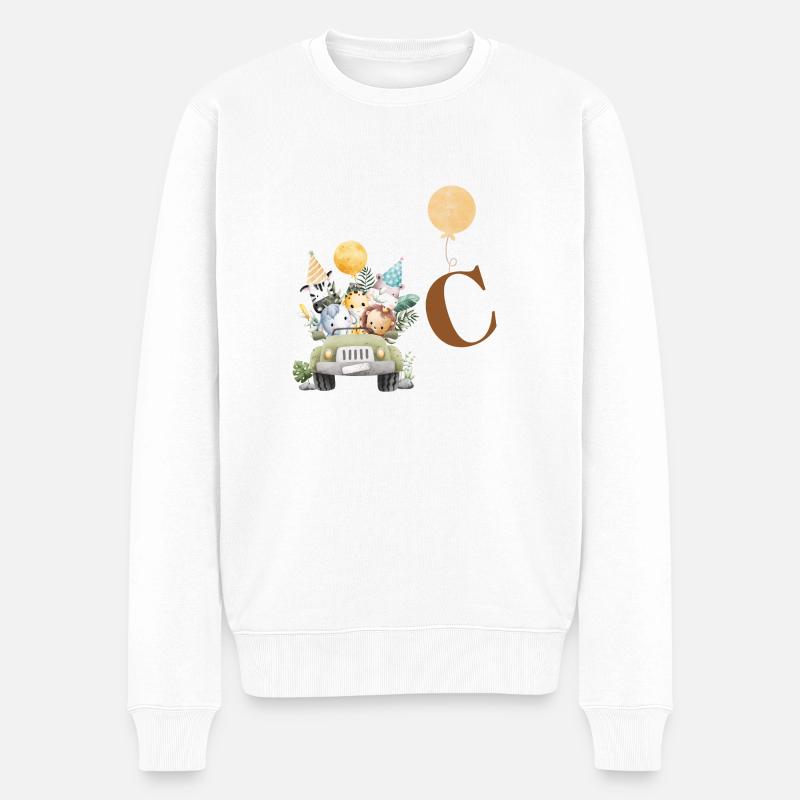Buchstabe C Safari - Männer Premium Bio Pullover - Weiß