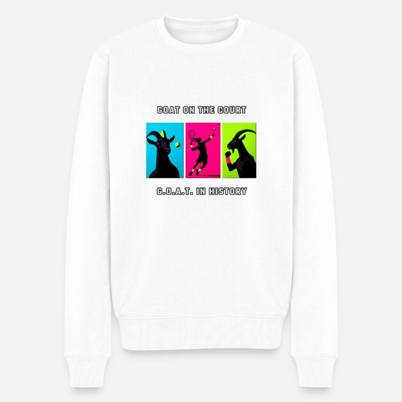 GOAT Tennis Triptychon – Court Legend - Männer Premium Bio Pullover - Weiß
