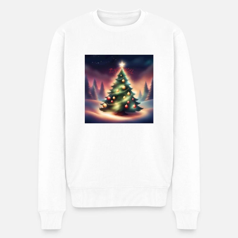Froher Weihnachtsbaum - Männer Premium Bio Pullover - Weiß