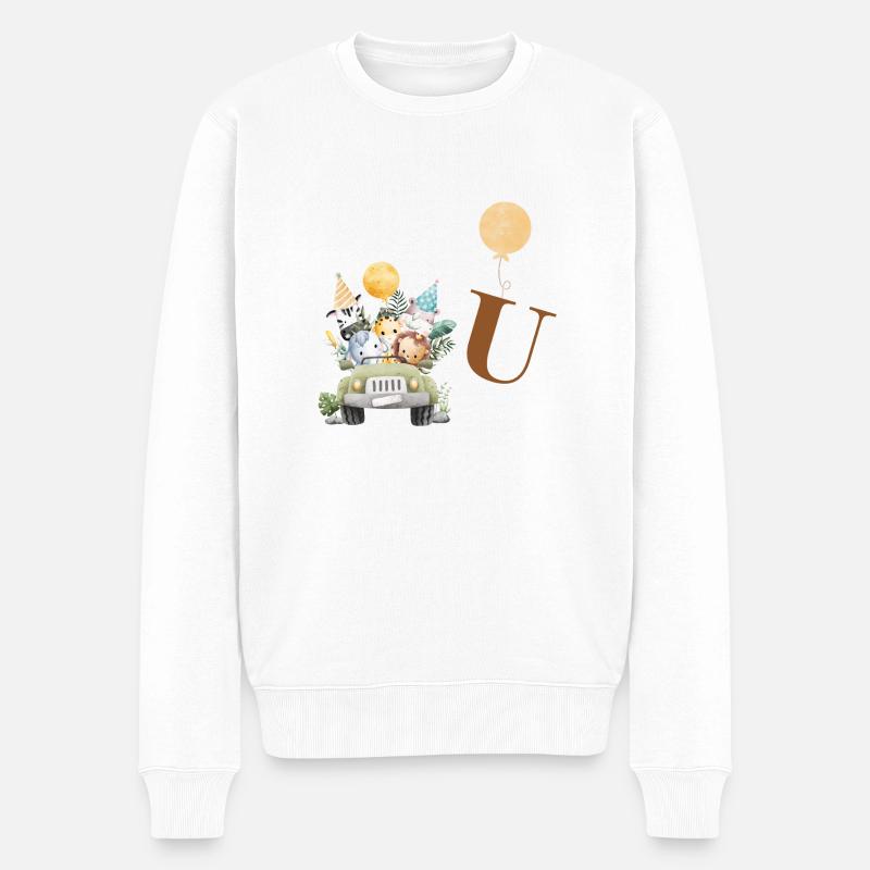 Buchstabe U Safari - Männer Premium Bio Pullover - Weiß