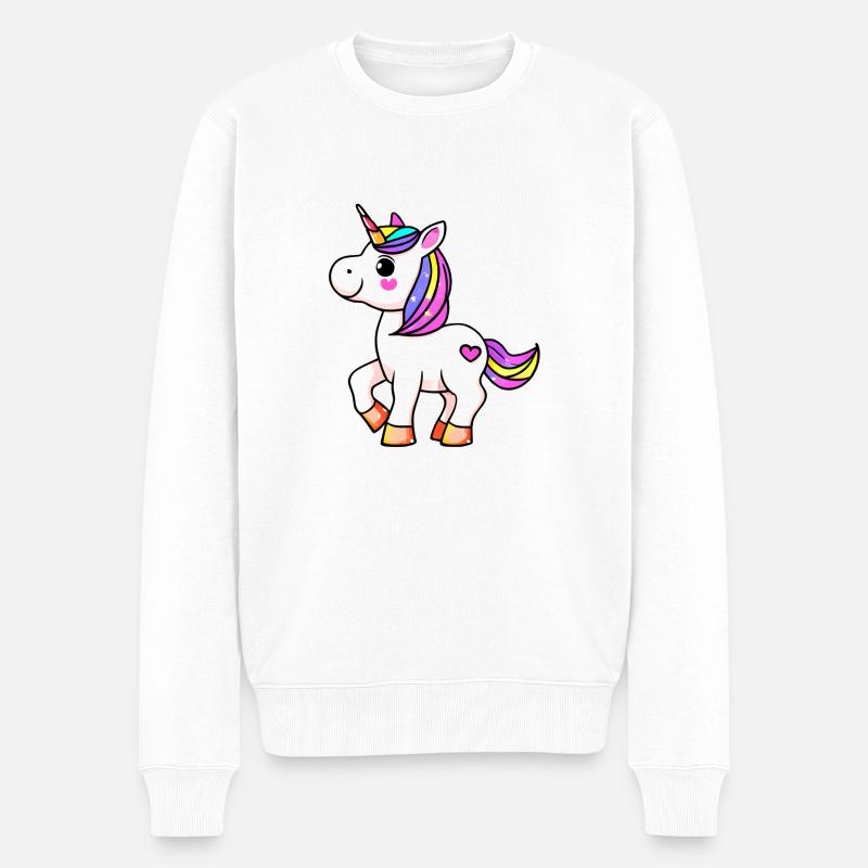 Einhorn Fabeltier Mädchen Einhörner - Männer Premium Bio Pullover - Weiß