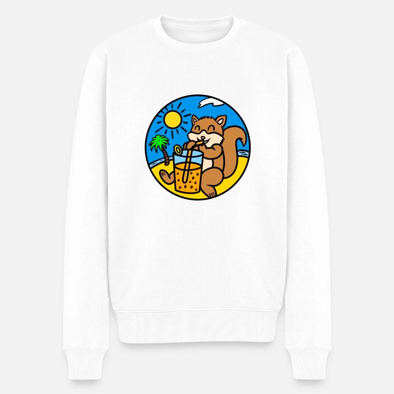 Eichhörnchen trinken Saft - Männer Premium Bio Pullover - Weiß