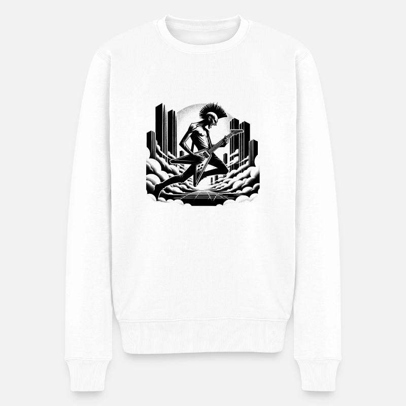Guitariste Urbain Punk - Pull Premium bio Homme - blanc