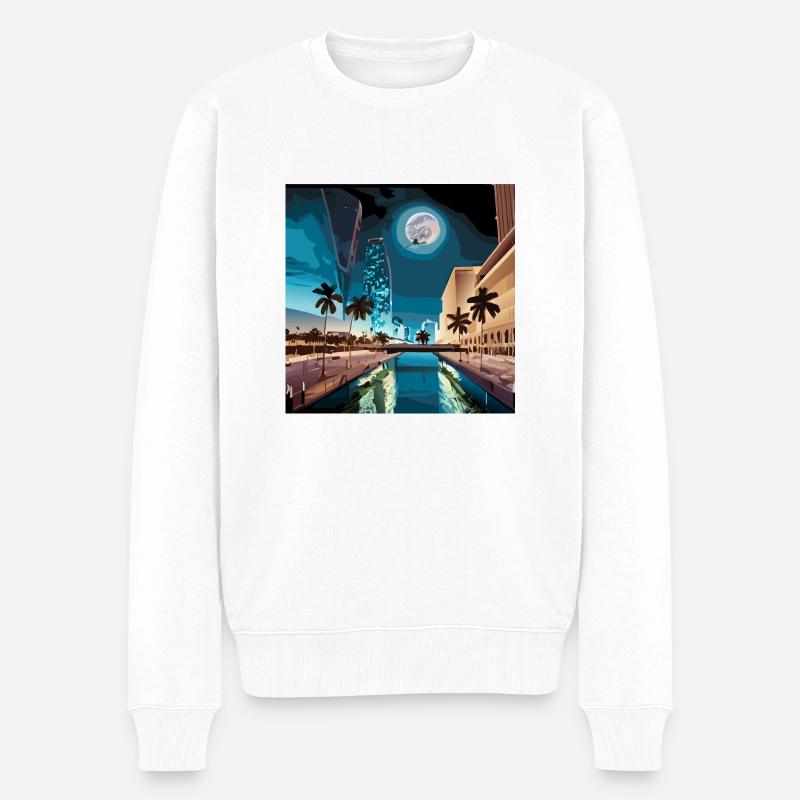 GTA 6 Moonlight in Miami (Miami Collection) - Männer Premium Bio Pullover - Weiß