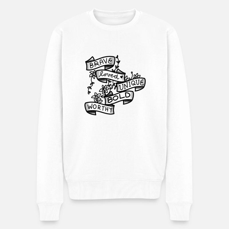 Mutig geliebt EINZIGARTIG MUTIG und würdig - Männer Premium Bio Pullover - Weiß