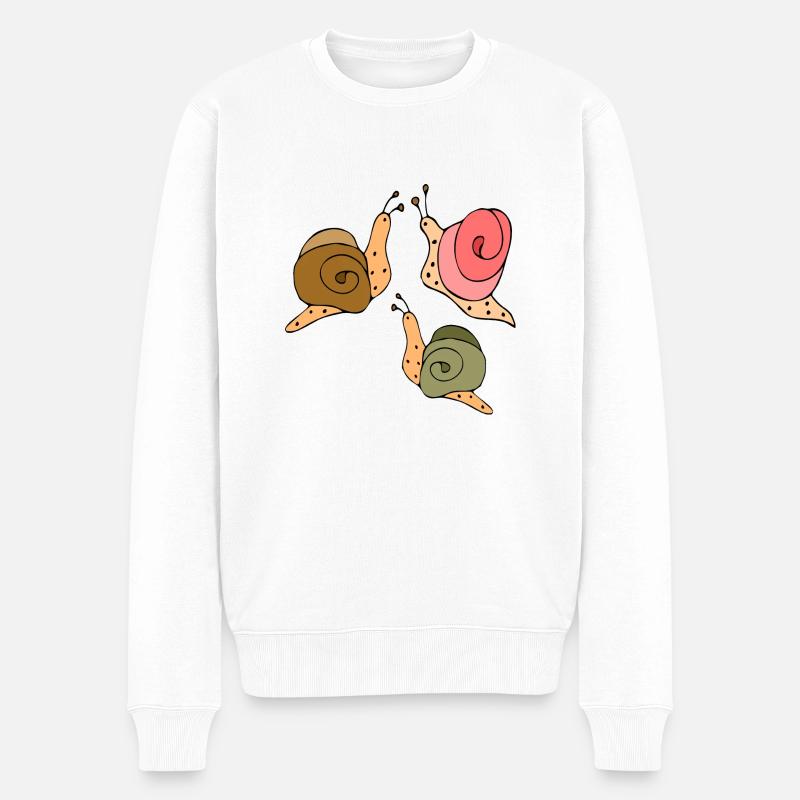 Schnecken - Männer Premium Bio Pullover - Weiß