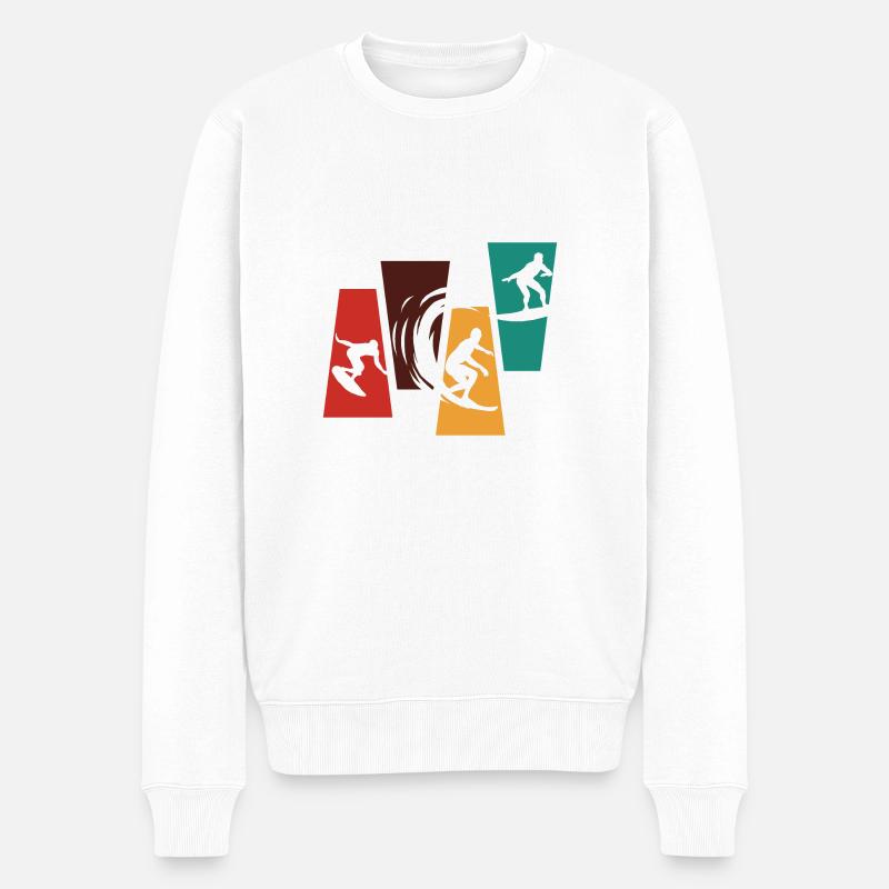 Vintage Retro Surf - Surf Geschenkidee - Männer Premium Bio Pullover - Weiß