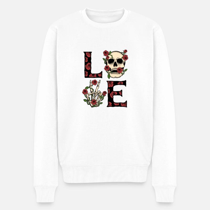 Crâne - Amour - Pull Premium bio Homme - blanc