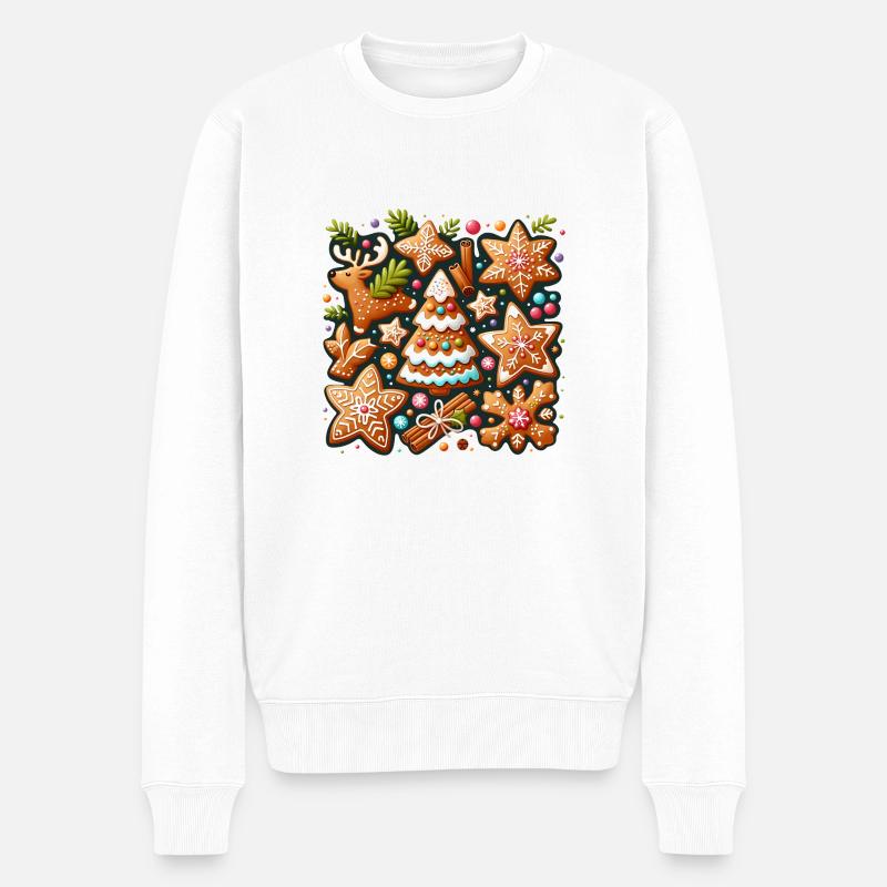 Festlicher Lebkuchengenuss - Männer Premium Bio Pullover - Weiß
