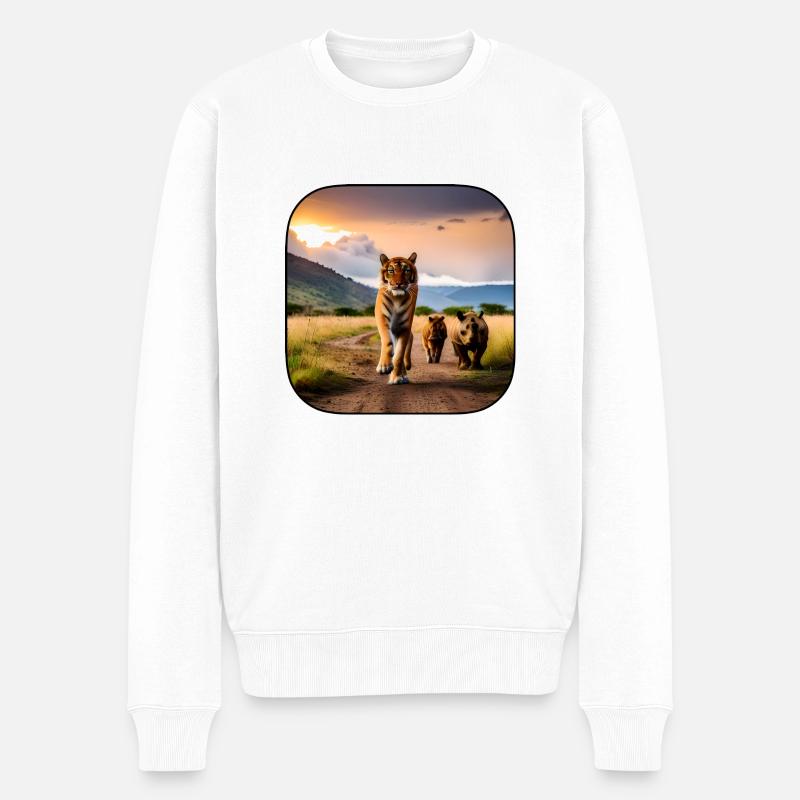 afrikan tiefer - Männer Premium Bio Pullover - Weiß