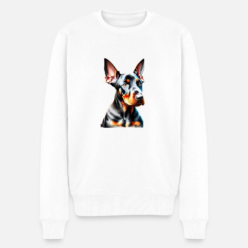Dobermann Hund Dobermanntrainer Dobermannwelpe - Männer Premium Bio Pullover - Weiß