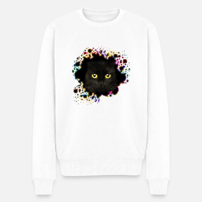 Katze - Männer Premium Bio Pullover - Weiß