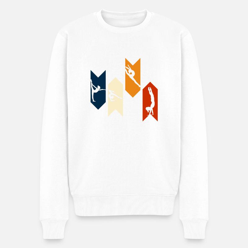 Vintage Retro Gymnastik - Gymnastik Geschenkidee - Männer Premium Bio Pullover - Weiß