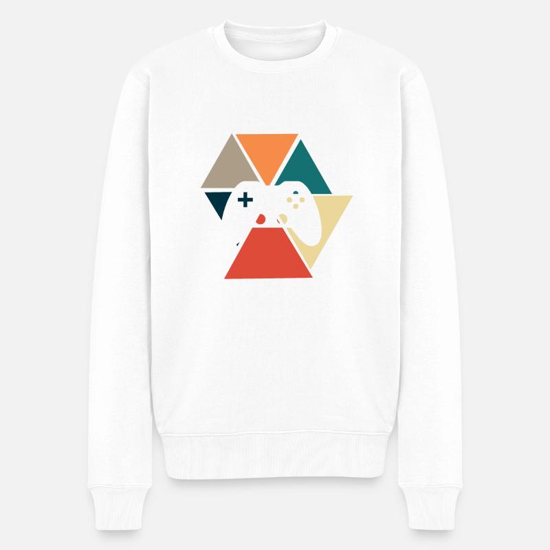 Vintage Retro Konsole Konsole Geschenkidee - Männer Premium Bio Pullover - Weiß