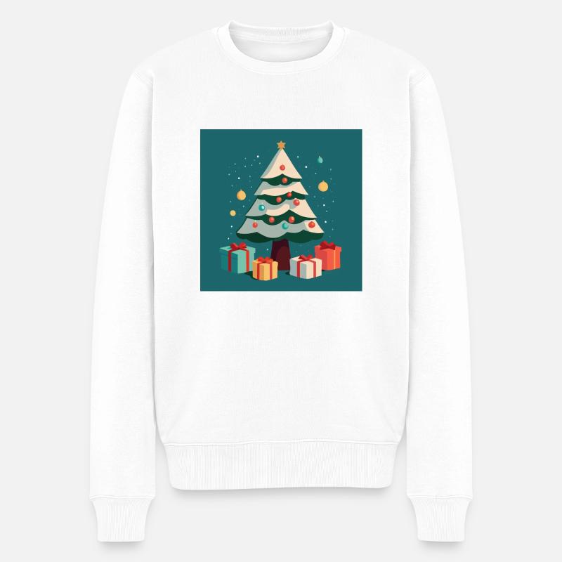 Weihnachtsbaum / Weihnachten /Tannenbaum - Männer Premium Bio Pullover - Weiß