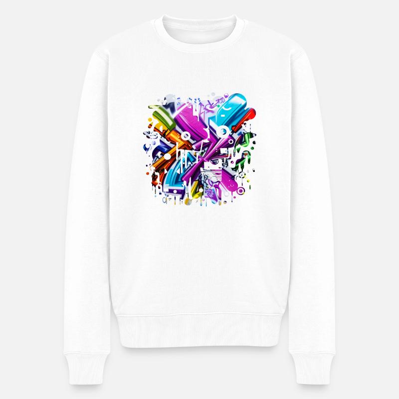Graffiti Street Art Spray Vintage Schablone Retro - Männer Premium Bio Pullover - Weiß