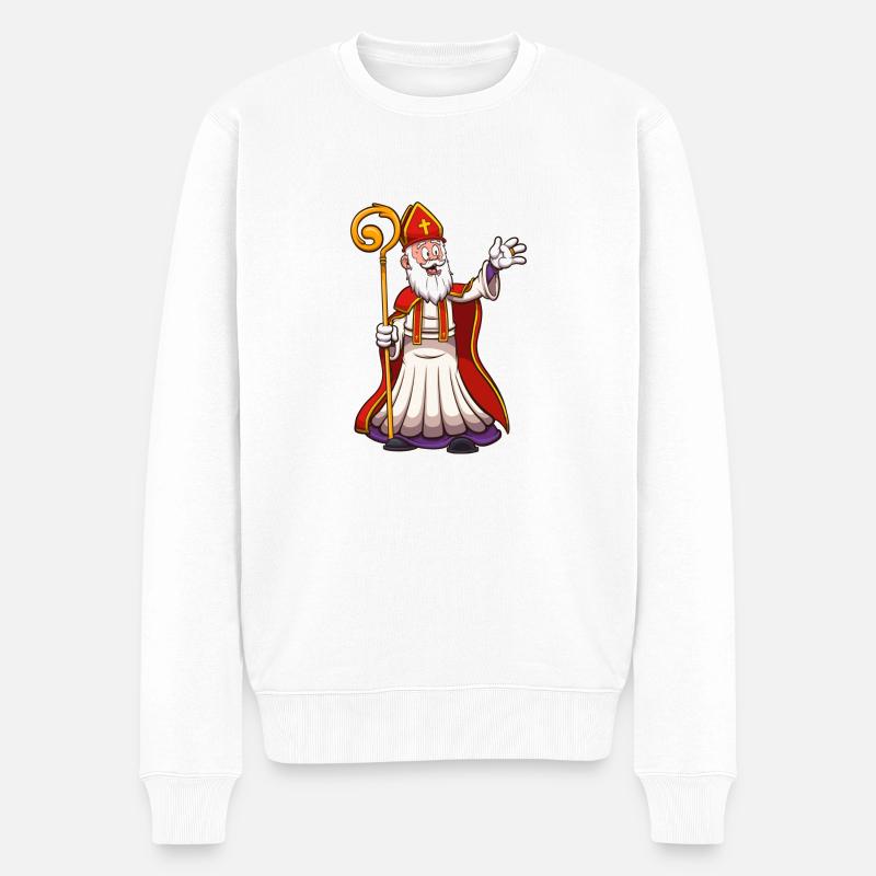 Saint Nicolas agitant la main - Pull Premium bio Homme - blanc