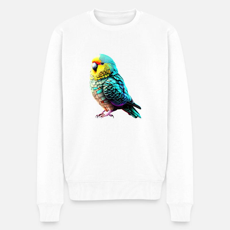 Perruche Oiseau Calopsitte Propriétaire d’oiseau - Pull Premium bio Homme - blanc