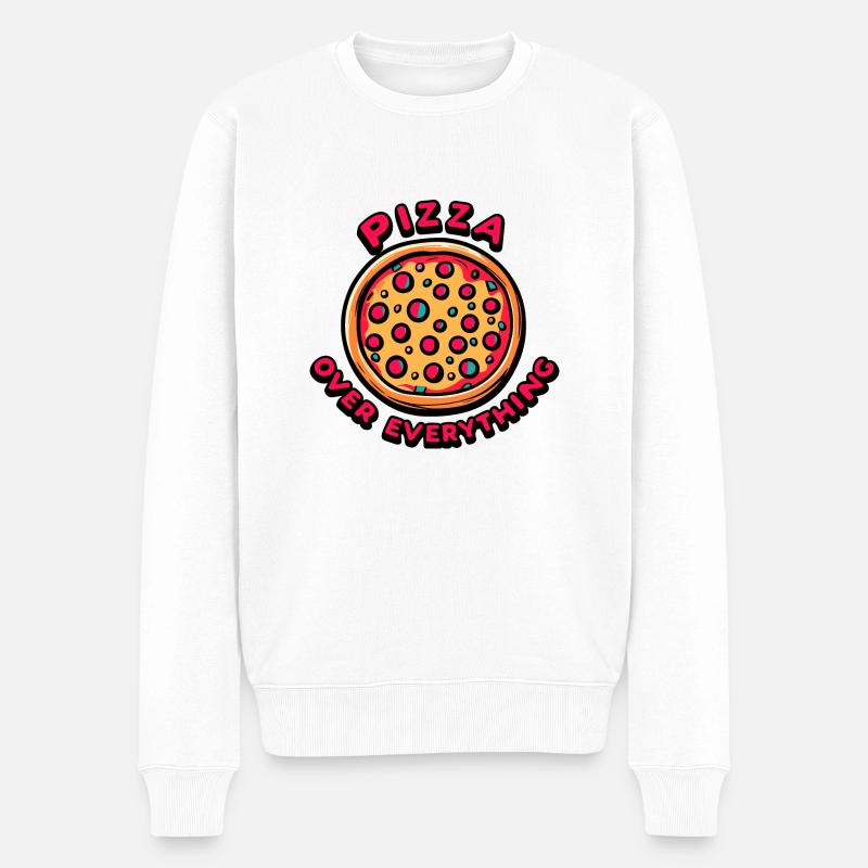 Pizza über alles - Männer Premium Bio Pullover - Weiß