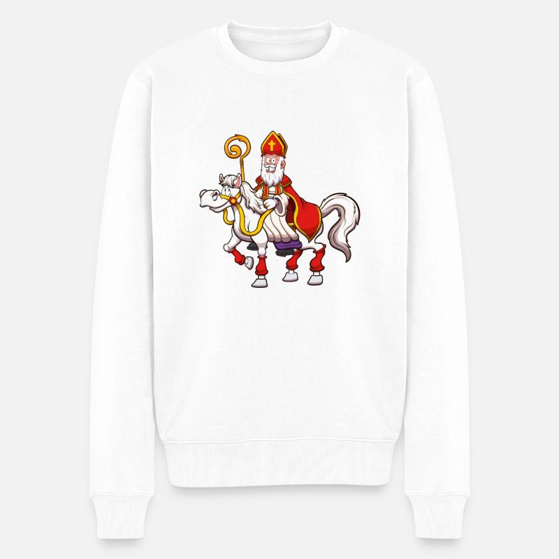 Saint Nicolas à cheval - Pull Premium bio Homme - blanc