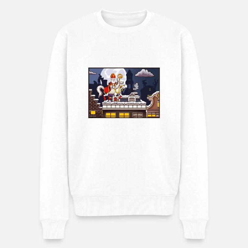 Heiliger Nikolaus am 5. Dezember - Männer Premium Bio Pullover - Weiß