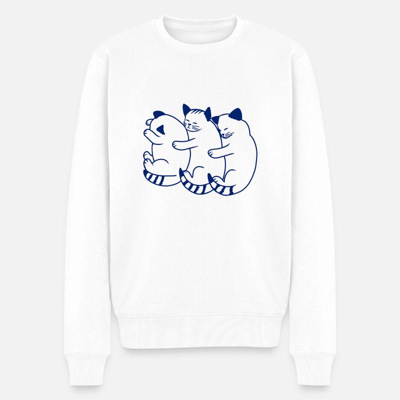 Trois chatons bleu - Pull Premium bio Homme - blanc