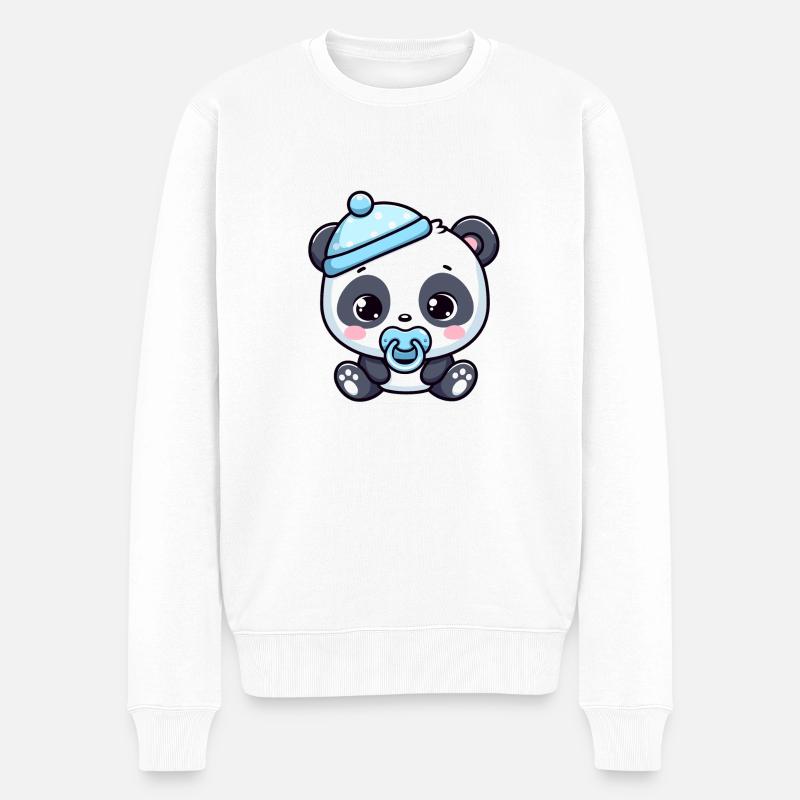 Baby-Panda - Männer Premium Bio Pullover - Weiß