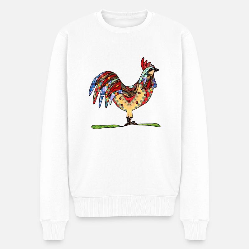 Hahn - Männer Premium Bio Pullover - Weiß