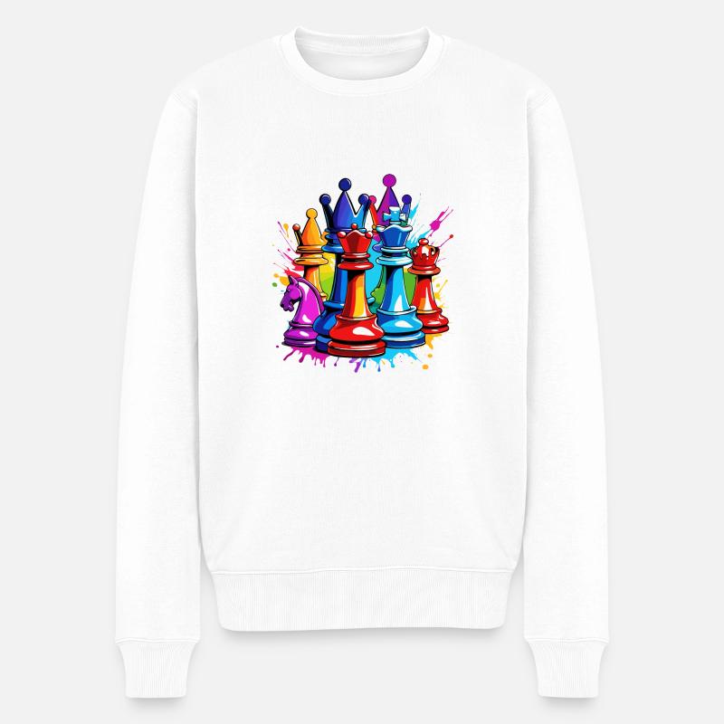 Schach / Figuren / Strategie / Denksport / Nerd - Männer Premium Bio Pullover - Weiß